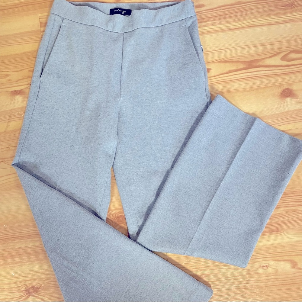 Ann Taylor Gray Side Zip Wide Leg Pant, small
